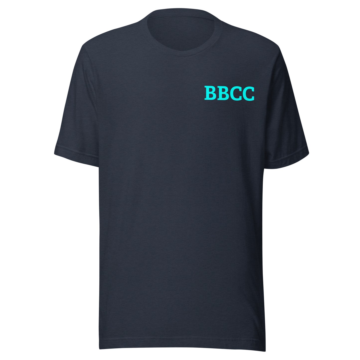 heather navy shirt with bbcc text