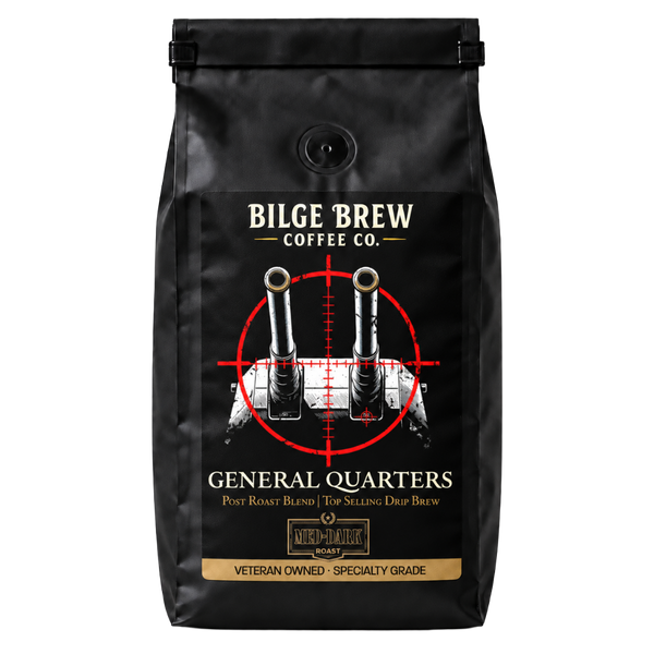 General Quarters medium-dark roast coffee bag from Bilge Brew Coffee Co.