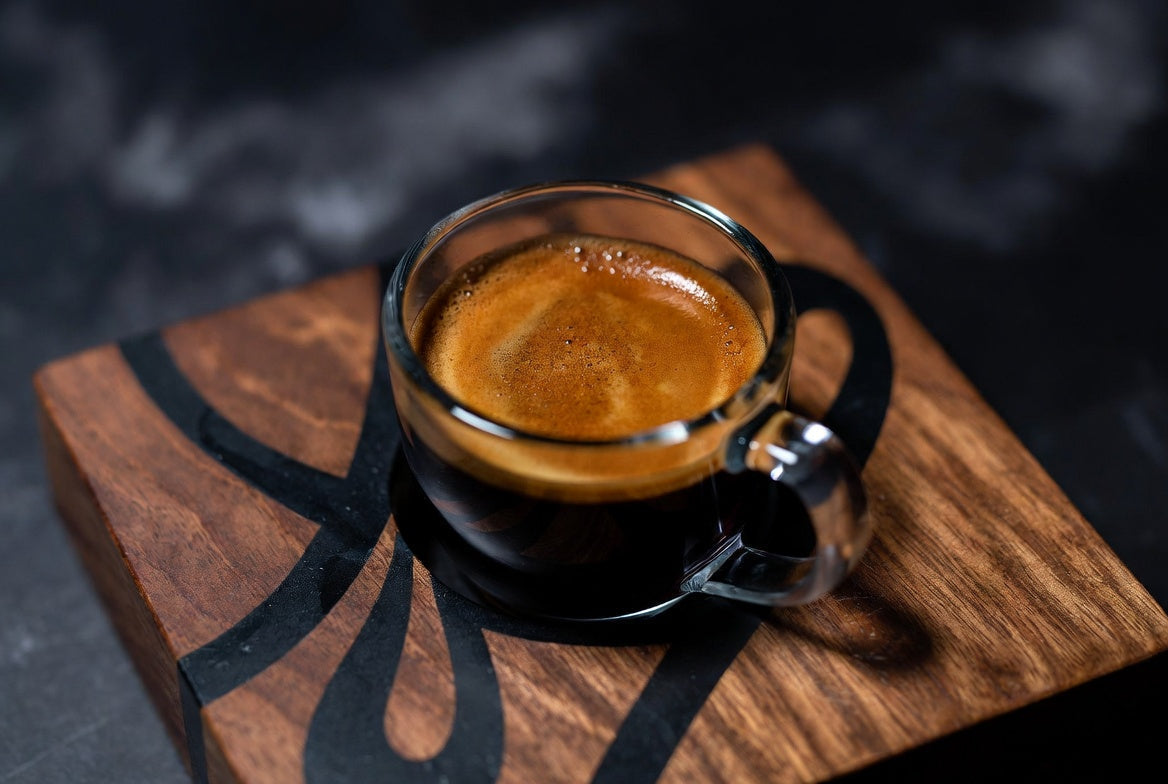 espresso crema in shot glass