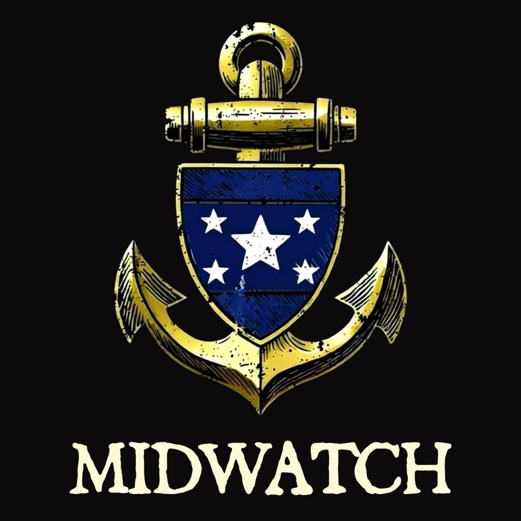 medium roasts - Bilge Brew anchor and 'midwatch' text