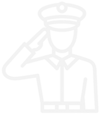 White outline of a person saluting on a white background