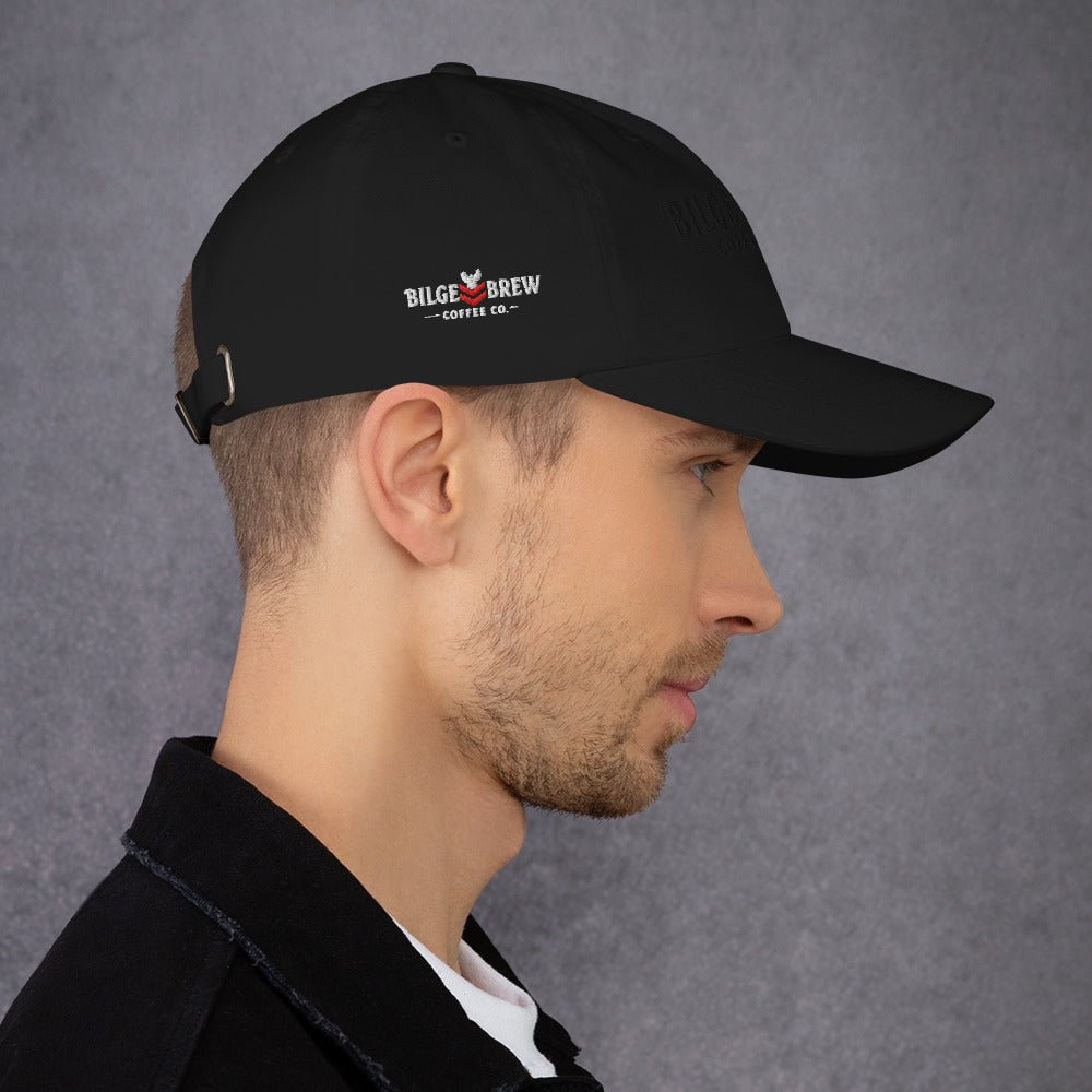 Bilge Brew Dad Hat | Veteran - Owned Navy - Inspired Cap - Black on Black Logo - Bilge Brew
