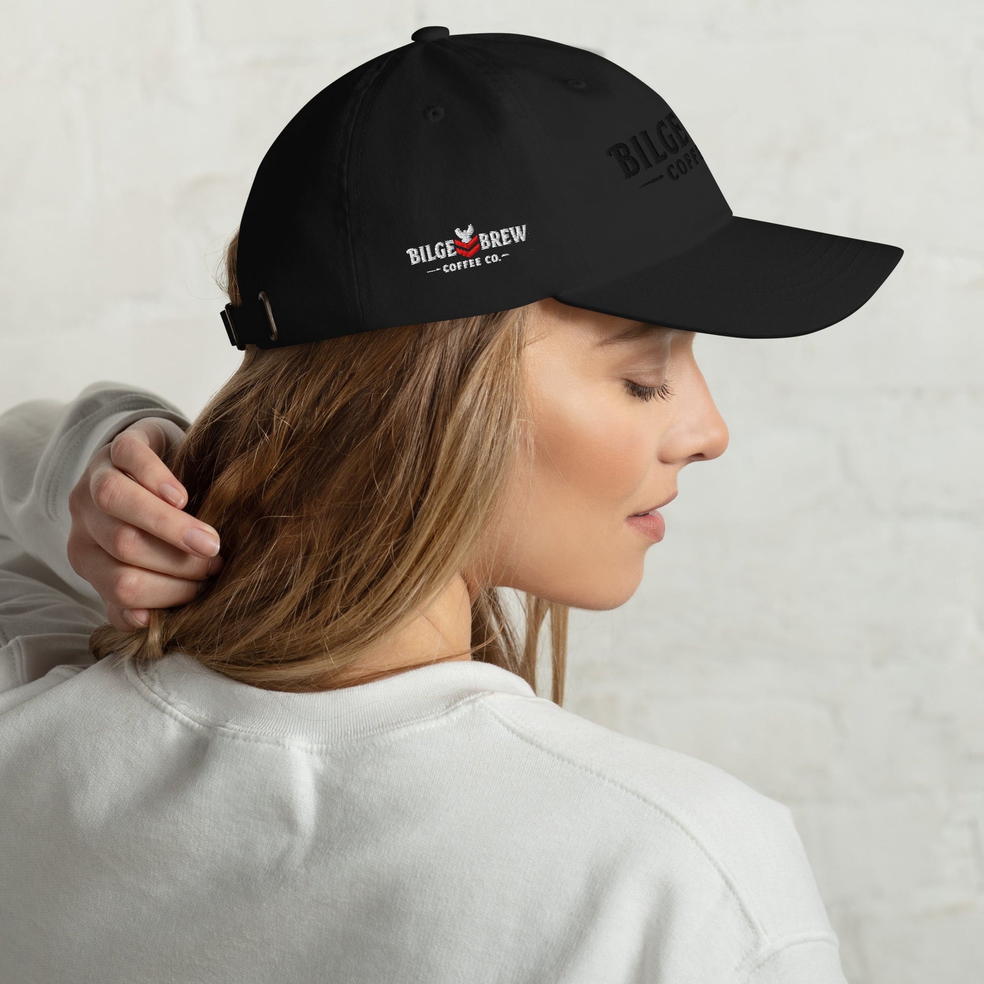 Bilge Brew Dad Hat | Veteran - Owned Navy - Inspired Cap - Black on Black Logo - Bilge Brew