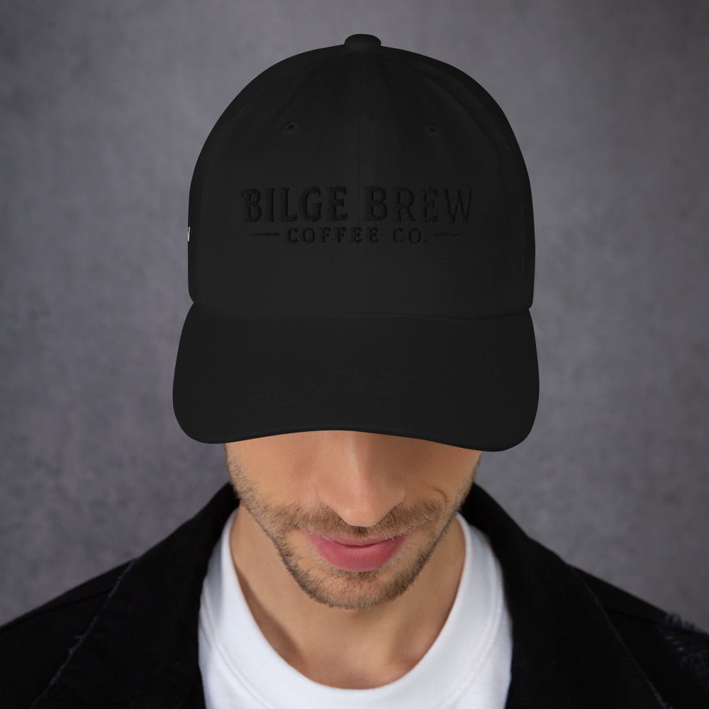 Bilge Brew Dad Hat | Veteran - Owned Navy - Inspired Cap - Black on Black Logo - Bilge Brew