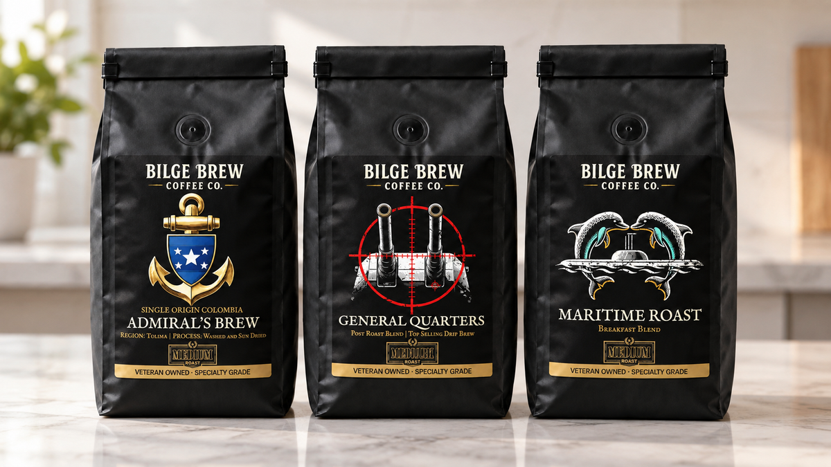 Bilge Brew Crew Sampler Bundle with three full bags of coffee
