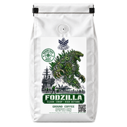 FODZILLA is a medium-dark Uganda single origin from the Rwenzori Mountains with brown sugar and caramel notes. Choose whole bean or ground coffee.