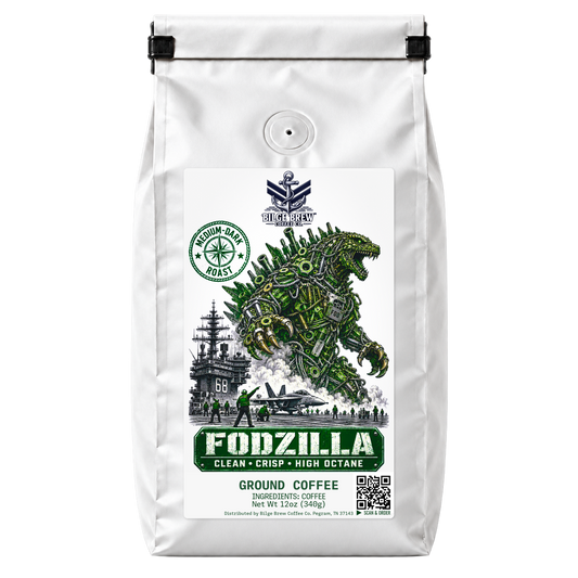 FODZILLA is a medium-dark Uganda single origin from the Rwenzori Mountains with brown sugar and caramel notes. Choose whole bean or ground coffee.