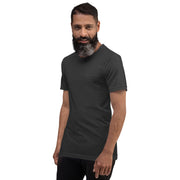 Man wearing a black t-shirt on a white background