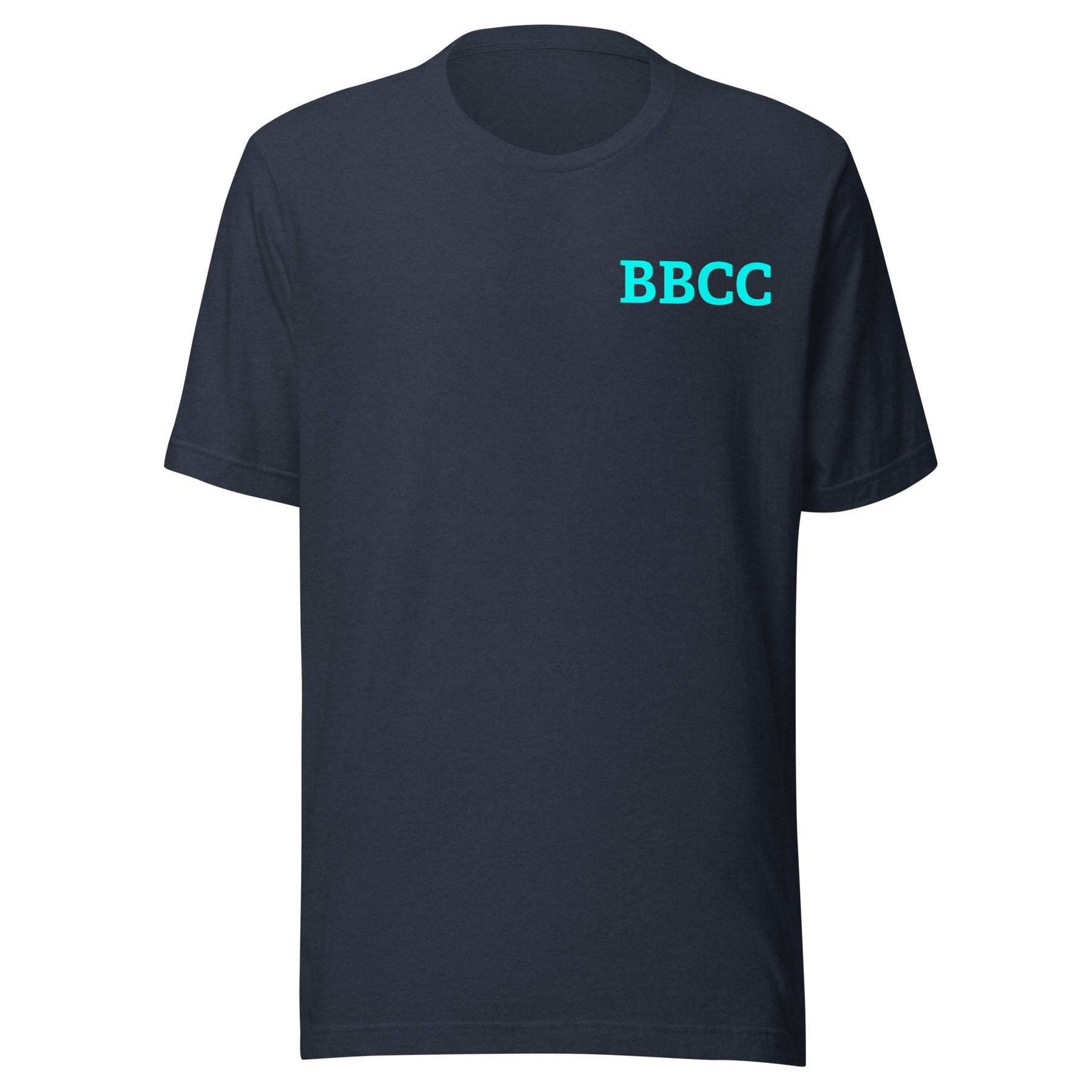 heather navy shirt with bbcc text