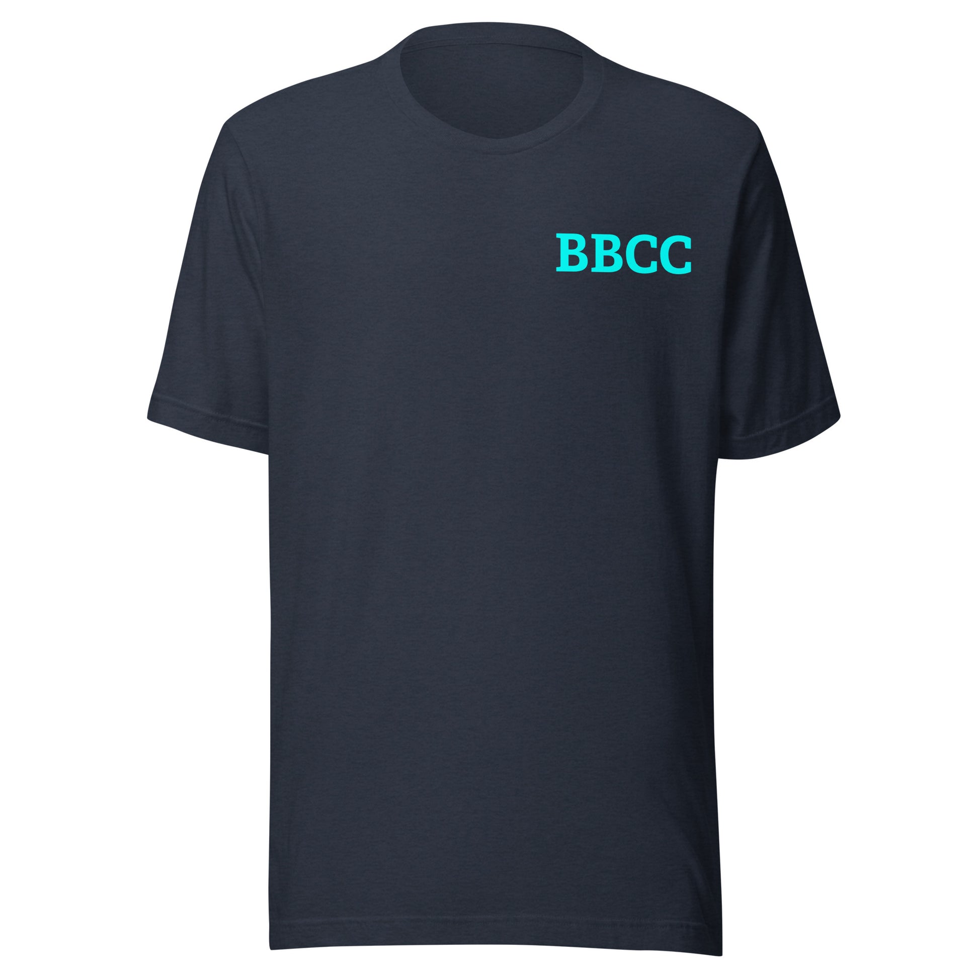heather navy shirt with bbcc text