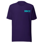 purple shirt with BBCC text