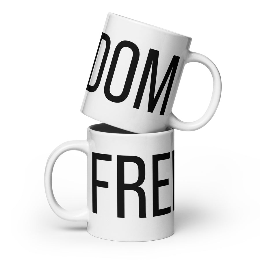 FREEDOM mug in white – size options 11oz 15oz 20oz